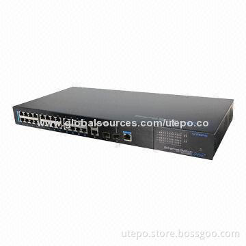 24ports 10/100Mbps Managed PoE Ethernet Switch with 1,000Mbps Uplink Optical and Ethernet Ports